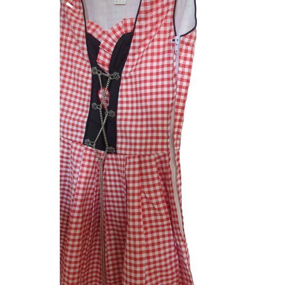 Dirndl World Bavarian Dress Womens Size 6 Red Check Oktoberfest Costume - Picture 3 of 5